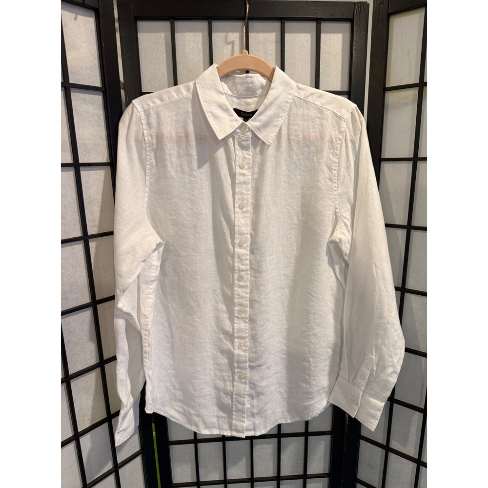 Quince 100% European Linen Shirt White Button Down Long Sleeve S NWT